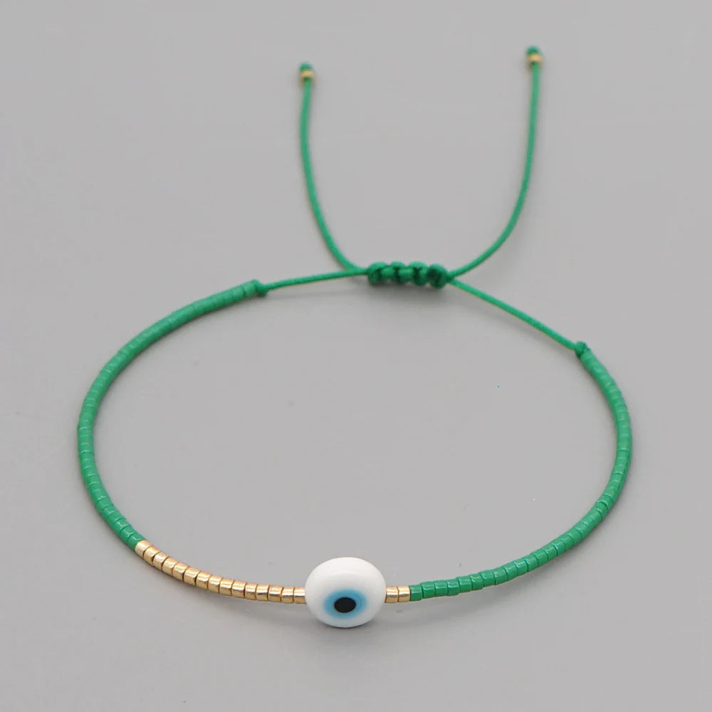 Easter Eye Rainbow Bracelet Tiny String Simple Bracelets Adjustable for Women Men Miyuki Beads Proetction Luck Multicolor