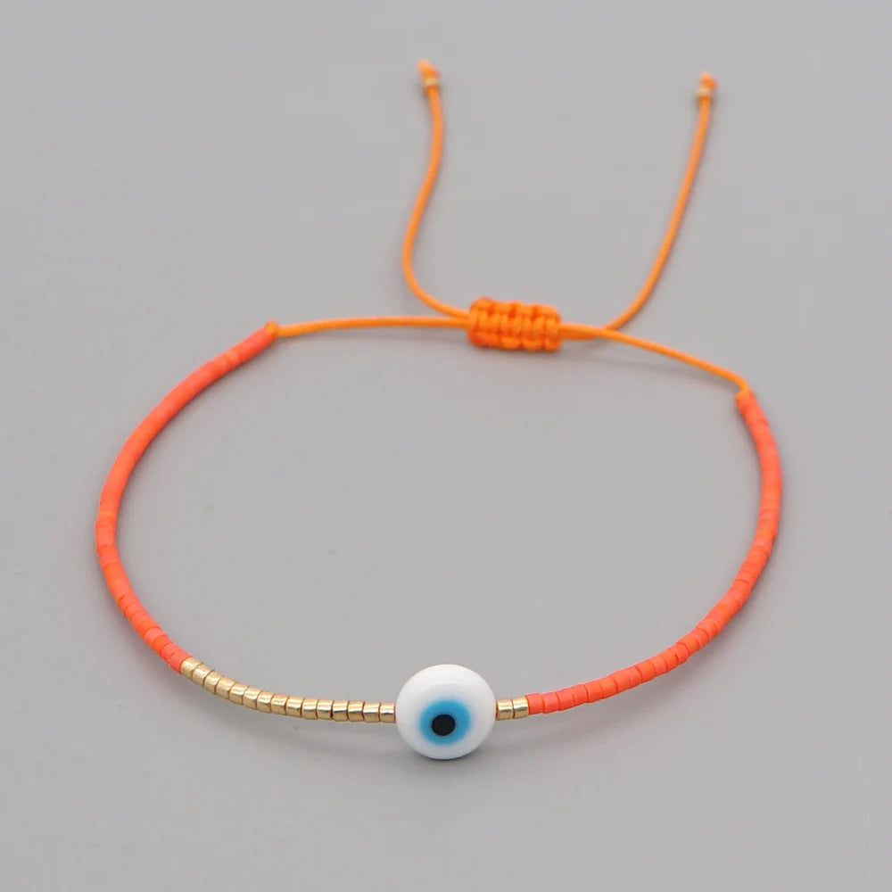 Easter Eye Rainbow Bracelet Tiny String Simple Bracelets Adjustable for Women Men Miyuki Beads Proetction Luck Multicolor