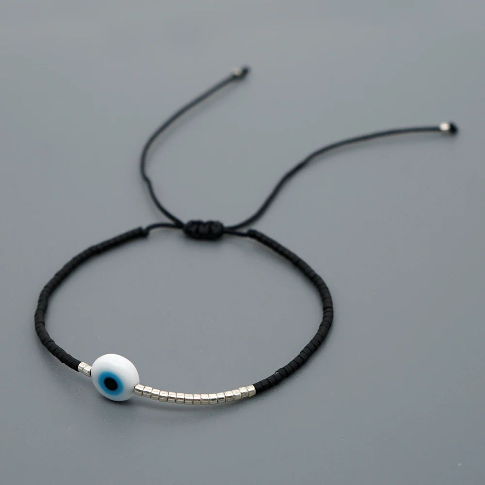 Easter Eye Rainbow Bracelet Tiny String Simple Bracelets Adjustable for Women Men Miyuki Beads Proetction Luck Multicolor
