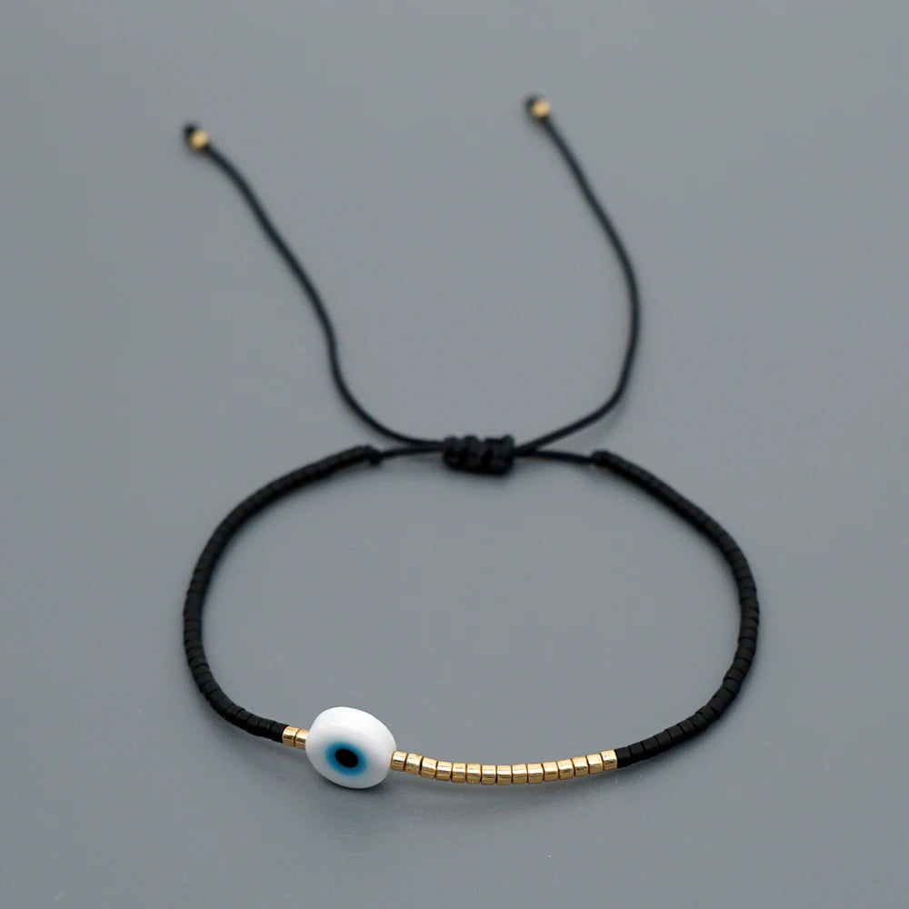Easter Eye Rainbow Bracelet Tiny String Simple Bracelets Adjustable for Women Men Miyuki Beads Proetction Luck Multicolor