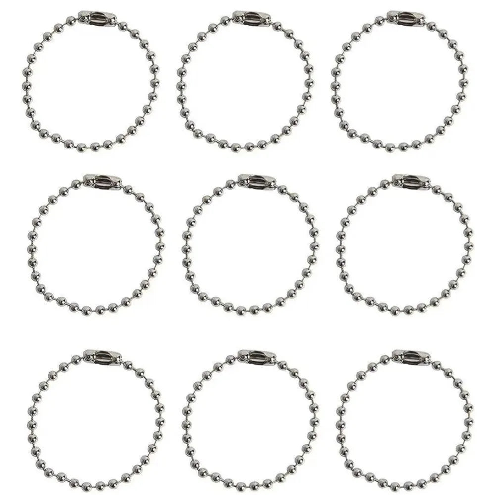 50Pcs Stainless Steel Ball Bead Adjustable Necklace Extender Chain DIY Keychain Pendants Jewelry Finding Making Accessories