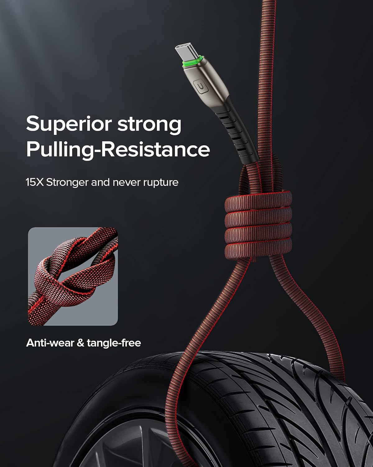 USB Type-C Cable Set, 5-Pack (3.1A) Quick Charge QC3.0 Fast Charging Cables (1.6ft, 3.3ft, 3.3ft, 6.6ft, 6.6ft) Durable Nylon for Samsung Galaxy S20, S10, S9, S8 Plus, Note 10, 9, LG, Google Pixel and More