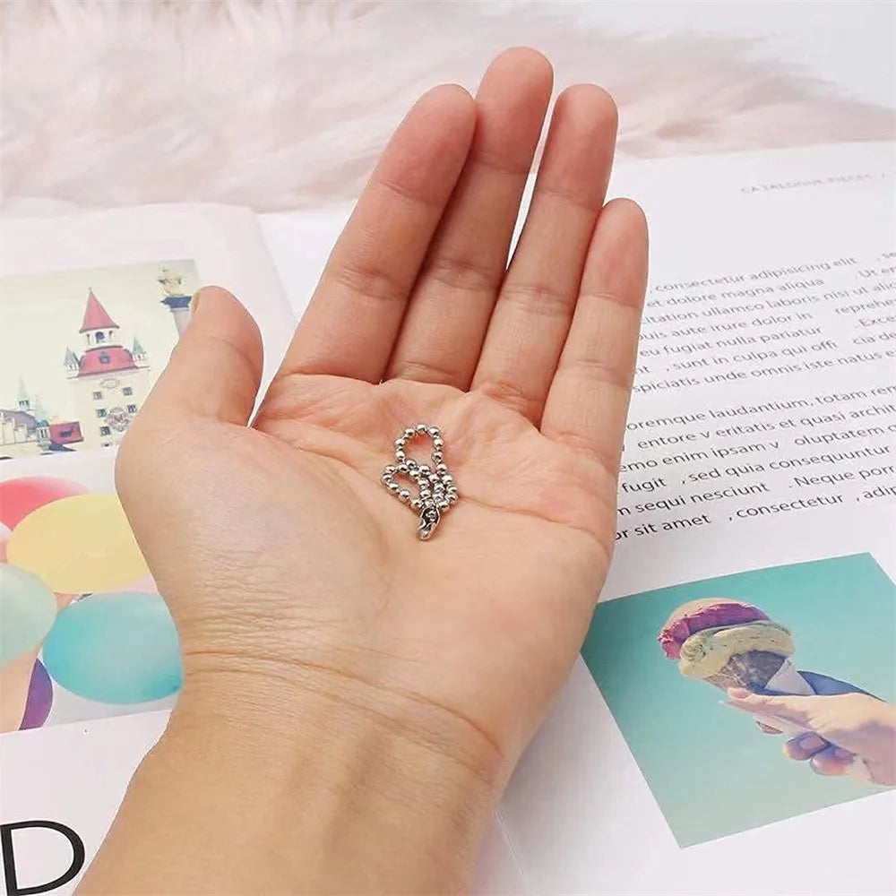 50Pcs Stainless Steel Ball Bead Adjustable Necklace Extender Chain DIY Keychain Pendants Jewelry Finding Making Accessories