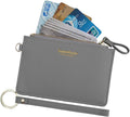 Women Slim RFID Card Case Holder Wristlet Zip ID Case Wallet Small Leather Wallet Coin Purse with Keychain