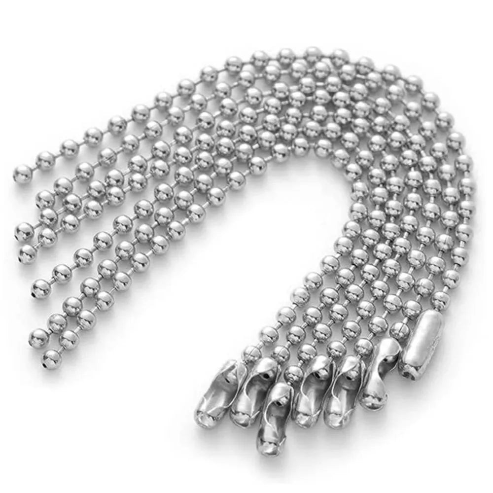50Pcs Stainless Steel Ball Bead Adjustable Necklace Extender Chain DIY Keychain Pendants Jewelry Finding Making Accessories