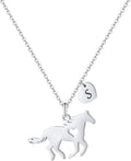 Easter Gifts for Kids Toddlers Teens - Easter Basket Stuffers Horse Necklace Gifts for Girls Horse Jewelry Necklaces Heart Initial Necklace Personalized Birthday Gift for Kids Teen Girl Women