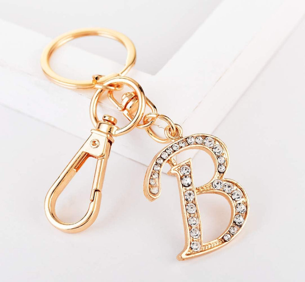 Keychain for Women Purse Charms for Handbags Crystal Alphabet Initial Letter Pendant with Key Ring