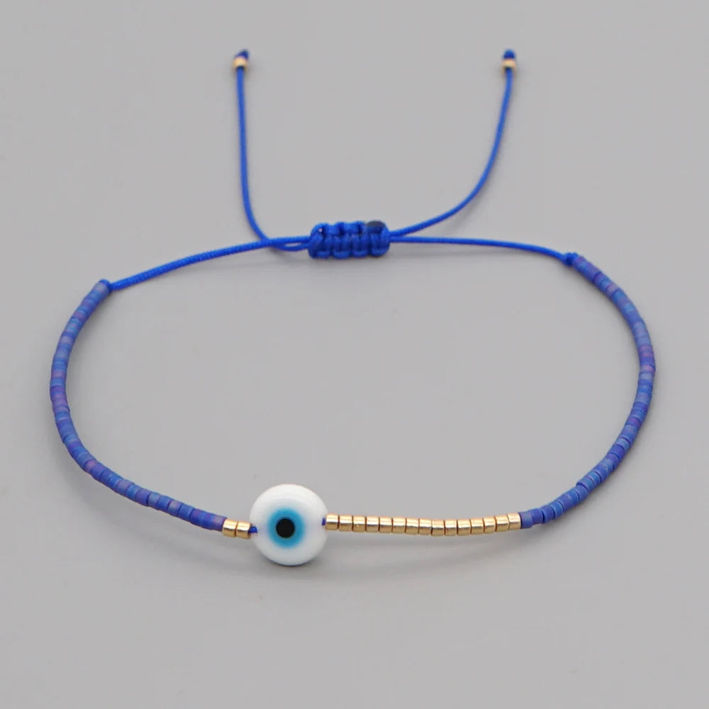 Easter Eye Rainbow Bracelet Tiny String Simple Bracelets Adjustable for Women Men Miyuki Beads Proetction Luck Multicolor