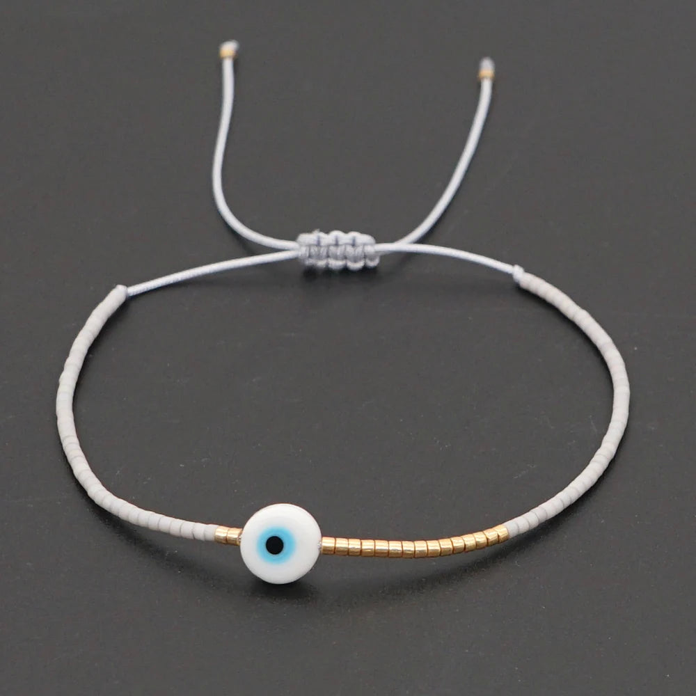 Easter Eye Rainbow Bracelet Tiny String Simple Bracelets Adjustable for Women Men Miyuki Beads Proetction Luck Multicolor