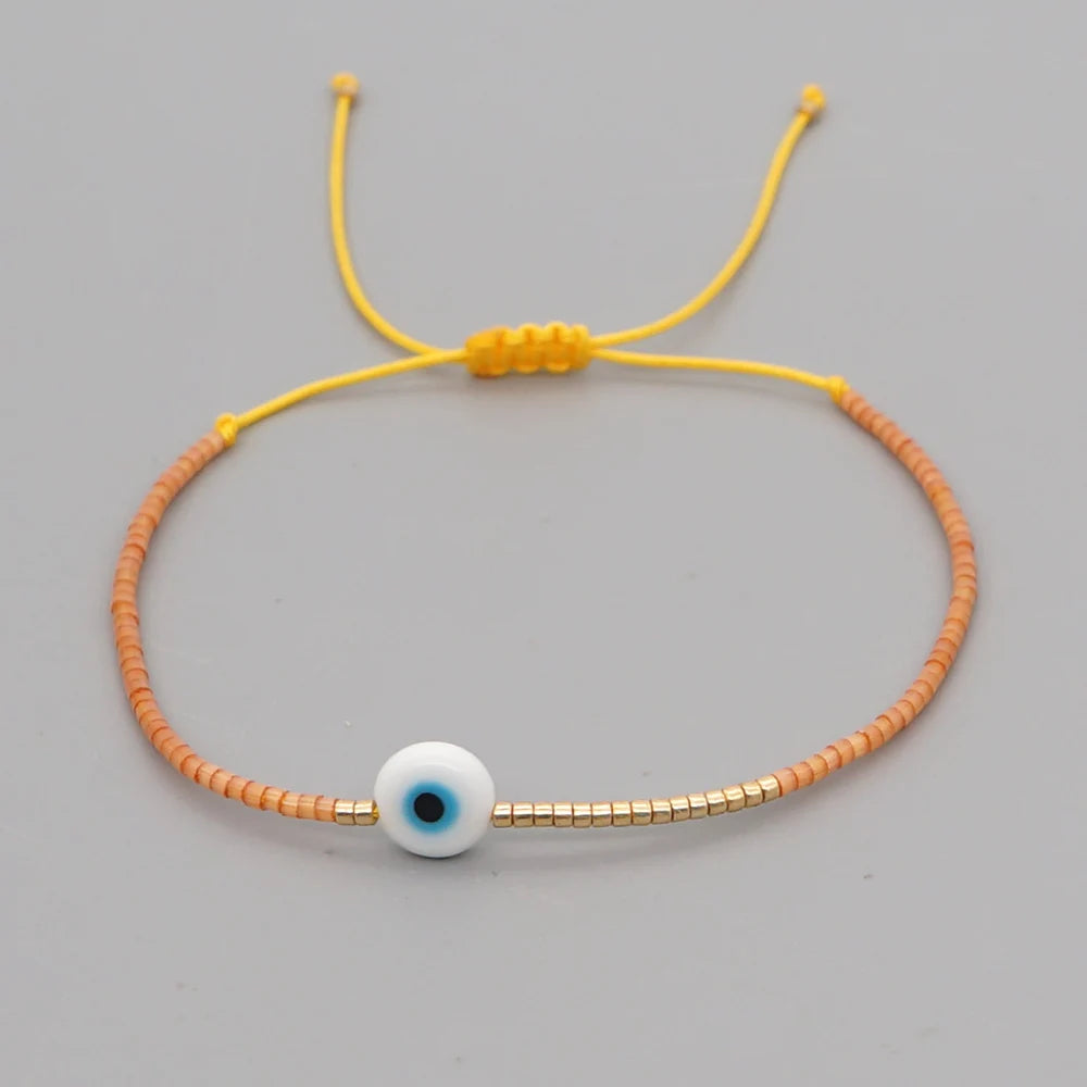 Easter Eye Rainbow Bracelet Tiny String Simple Bracelets Adjustable for Women Men Miyuki Beads Proetction Luck Multicolor